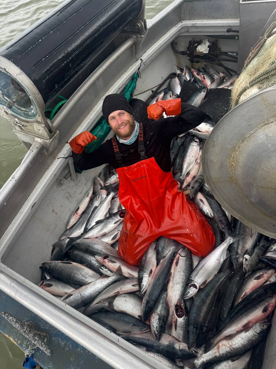 A massive haul of sockeye salmon on the deck of the Miss Gail